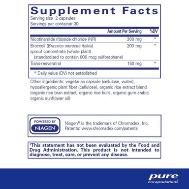 NR Longevity (NR, sulforafano y trans resveratrol)
