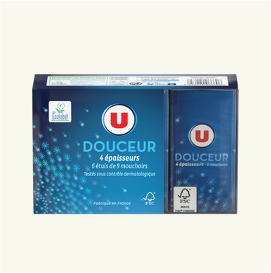 U Mouchoirs Douceur 4 Epaisseurs 6 Etuis de 10 mouchoirs
