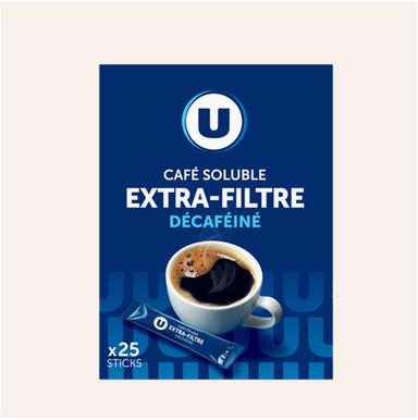 U Café Soluble Extra Filtre Décaféiné 25x50g