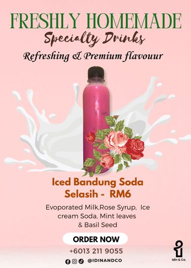 Rose Milk Soda with Basil Seed | Bandung Soda Selasih
