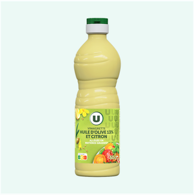 U Vinaigrette Huile d'Olive et Citron Allégée en Matières Grasses 50cl