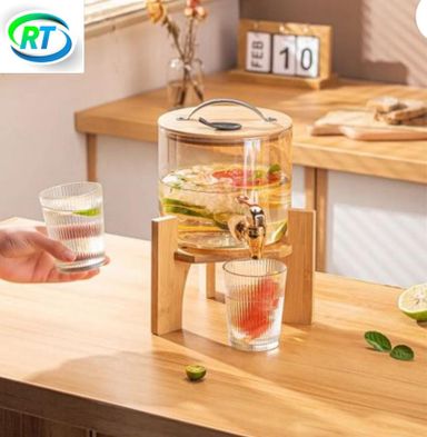 Elegant Water Dispenser with Wooden Stand – Stylish Hydration Solution 💧🌳