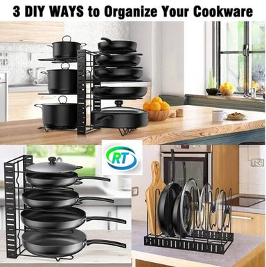 Adjustable 8-Tier Pot & Pan Organizer Rack – Kitchen Storage Made Easy 🍳🧑‍🍳