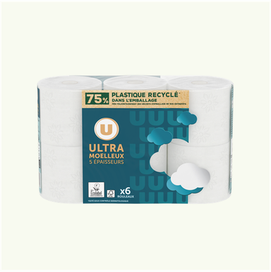 U Papier Hygiénique Ultra-Moelleux 5 Epaisseurs 6 rouleaux
