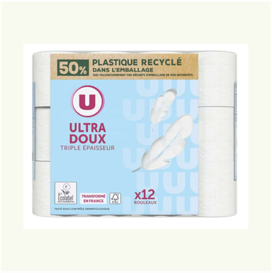 U Papier Hygiénique Doux Triple Epaisseur 12 rouleaux