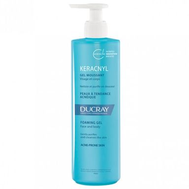 Ducray Keracnyl - Gel Moussant Anti-Imperfections Visage et Corps Peaux Grasses, 400ml