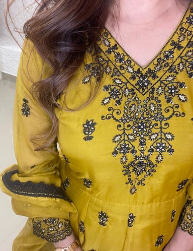 Golden Yellow Organza Anarkali