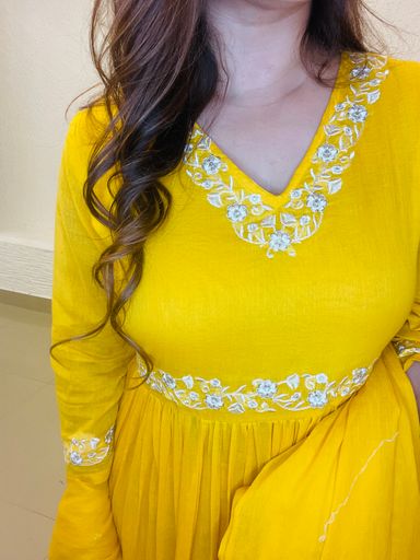 Yellow Mulcotton Anarkali