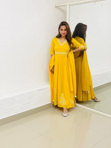 Yellow Mulcotton Anarkali