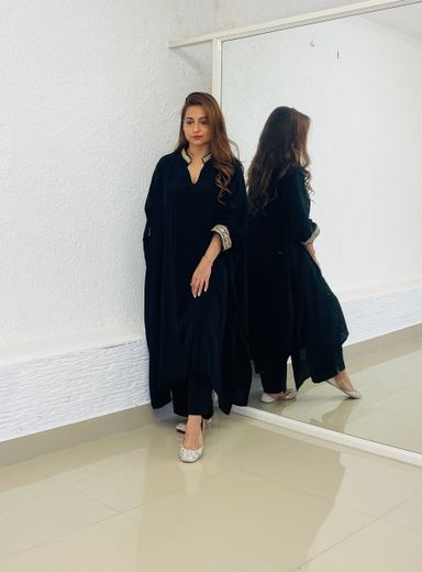 Black Crepe Kaftan Set
