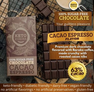 Keto Kusina Cacao Espresso Sugar-free Chocolate (60g)