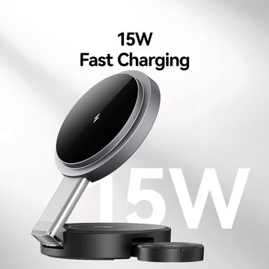 USAMS CD234 Folding 3-in-1 Magnetic Wireless Fast Charger(Gun Color)