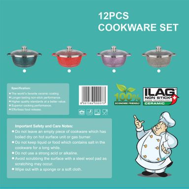 7 PCS BOWEN GRANITE COOKWARE