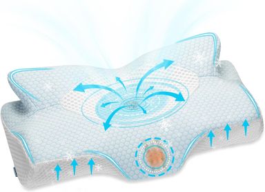 ALMOHADA CERVICAL ESPUMA VISCOELÁSTICA DISEÑO DIM 23.6X14.5X5.5 PULG
