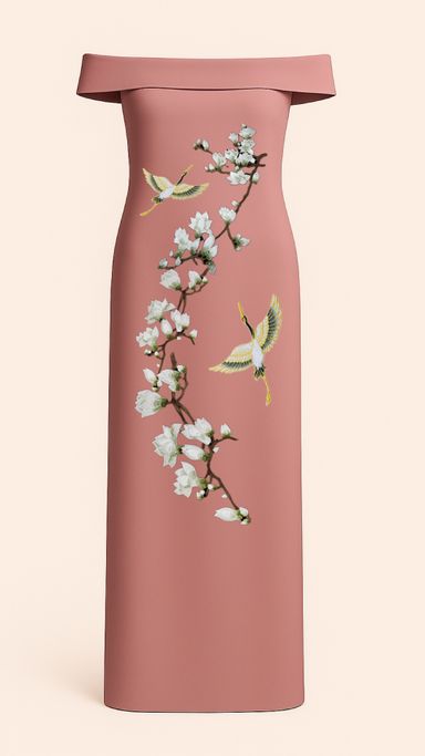 Magnolias Off-Shoulders Dress