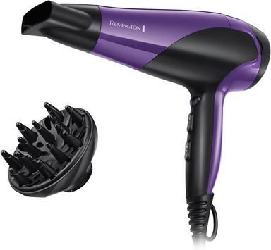 Remington Hair Dryer Ionic (Powerful, Fast Professional Styling, Diffuser, Concentrator, Ionic Conditioning for Frizz Free Hair, 3 Heat / 2 Speed Settings, Cool Shot, 2200W, Purple) D3190