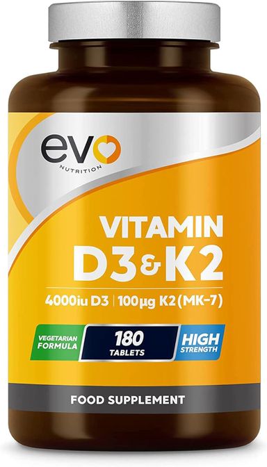 Vitamin D3 4000iu & Vitamin K2 100ug (MK7) |180 D K Vegetarian Tablets | 1-A-Day | 6 Month Supply | High Strength | Vitamin D K2 Supplement | Made in The UK | Cholecalciferol & Menaquinone