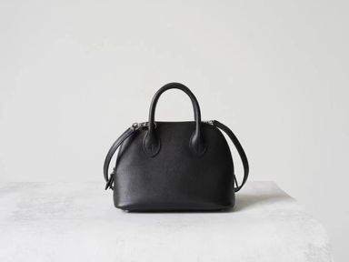 Partisan Hand-Crafted Mini EV Leather Bowler Bag (Black)