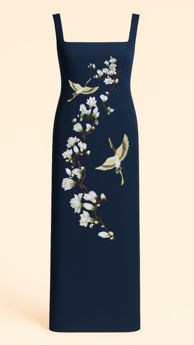 Magnolias Square Neck Dress