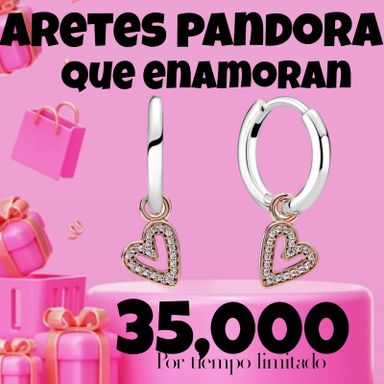 Argollas Pandora Plata 925 y Baño oro rosa