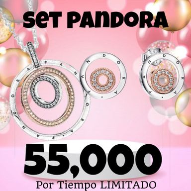Set Pandora Plata 925 y Baño Oro Rosa