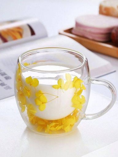 Tasse à fleurs trempé - artisanale 