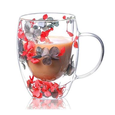 Tasse à fleurs trempé - artisanale 