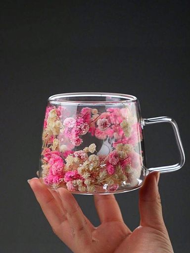 Tasse à fleurs trempé - artisanale 