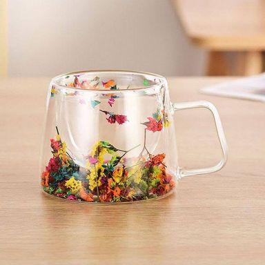 Tasse à fleurs trempé - artisanale 