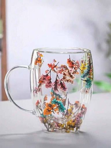 Tasse à fleurs trempé - artisanale 