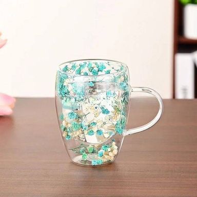 Tasse à fleurs trempé - artisanale 