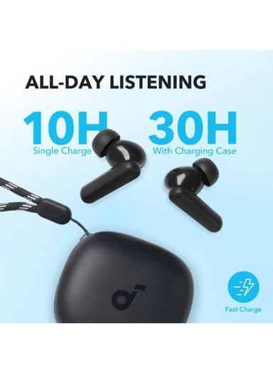 Soundcore Anker Life P25i Wireless Earbuds Containing Protection Cover And Provide AI Enhanced Calls And Fast Charging Designed With Elegant Design For Unisex Adults With Free Carry Case - Black