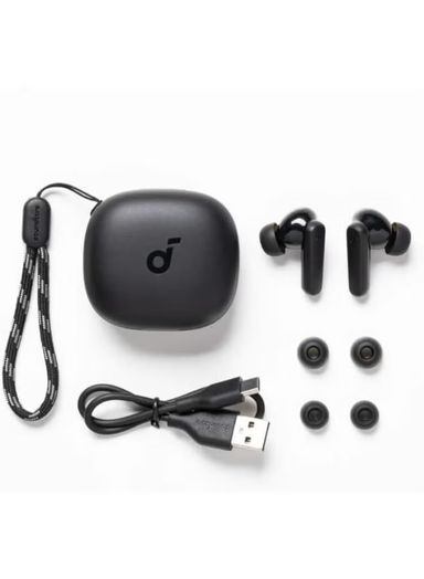 Soundcore Anker Life P25i Wireless Earbuds Containing Protection Cover And Provide AI Enhanced Calls And Fast Charging Designed With Elegant Design For Unisex Adults With Free Carry Case - Black