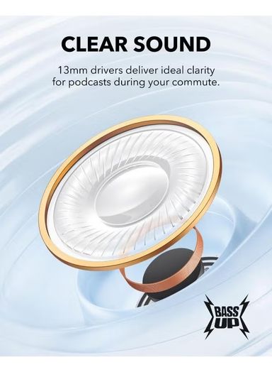 Soundcore K20i by Anker, Semi-in-Ear Earbuds, Bluetooth Wireless, 36H Playtime, Fast Charge, Clear Sound, Comfortable Fit, ENC 2-Mic Clear Calls, Custom EQ, IPX5, Bluetooth 5.3, App Control (Black)