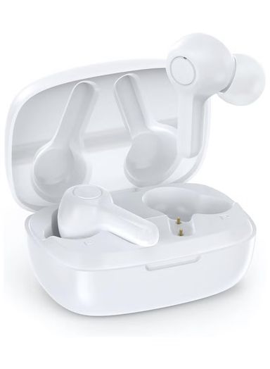 CHOETECH Chotech True Wireless Earbuds, Big Bass 4 Mics, Clear Calls automatic noise reduction, IPX8 waterproof, Sensitive touch control, Comfortable to wear, Bluetooth 5.2,Tiny Size- White
