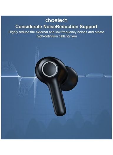 Choetech Choebuds Pro TWS ANC ENC Earphone, 6 Mics, Big Bass, Clear Calls, Multi-Mode Noise Cancelling IPX7 Water-Resistant,Black + 18