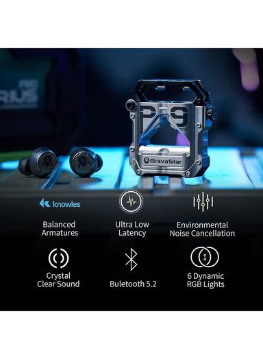 GravaStar Sirius Pro Earphones Wireless Earbuds Comes with Knowles Balanced Armatures and 7.2mm Dynamic Drivers Music Reproducing Vividly, Mechanical design 3 Sound Modes Earbuds (War damaged Gray)