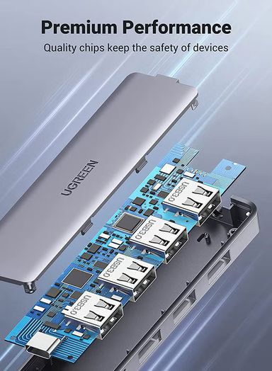 UGREEN USB C Hub, 4K30Hz HDMI USB C Hub Multiport Adapter with 4 USB 3.0 Ports, USB C Dongle Compatible with MacBook, iPad, iMac, iPhone 15 Pro/Pro Max, Samsung Galaxy S23 Ultra, Lenovo (20197)