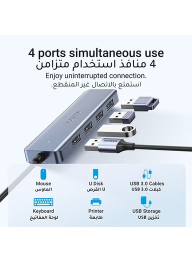 UGREEN USB C Hub, 4K30Hz HDMI USB C Hub Multiport Adapter with 4 USB 3.0 Ports, USB C Dongle Compatible with MacBook, iPad, iMac, iPhone 15 Pro/Pro Max, Samsung Galaxy S23 Ultra, Lenovo (20197)