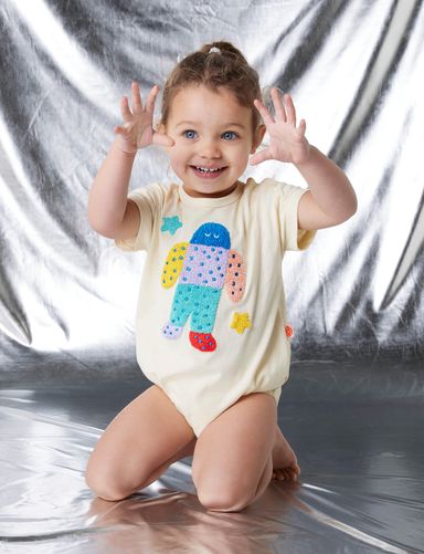 Cotton Applique Bodysuit (Space Out)