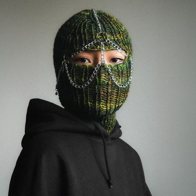 Rebel Sprout green knitted balaclava
