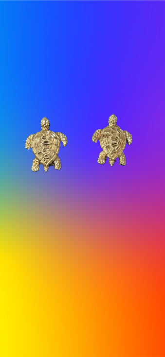 14K YELLOW GOLD TURTLE EARRINGS 