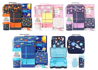 LONCHERA BENTO PARA NIÑOS CON TERMO TÉRMICO/BOTELLA AISLADA CON BOLSA DE ALMUERZO DISEÑOS SURTIDOS