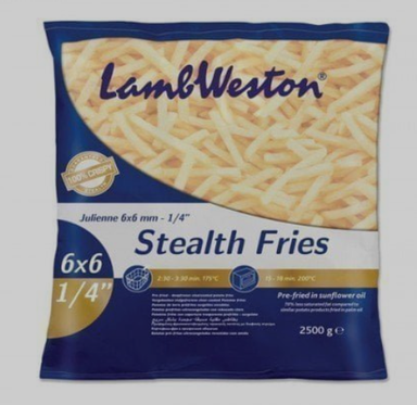 LAMBWESTON FRIES 6X6MM SKIN OFF 1X4X2.5KG