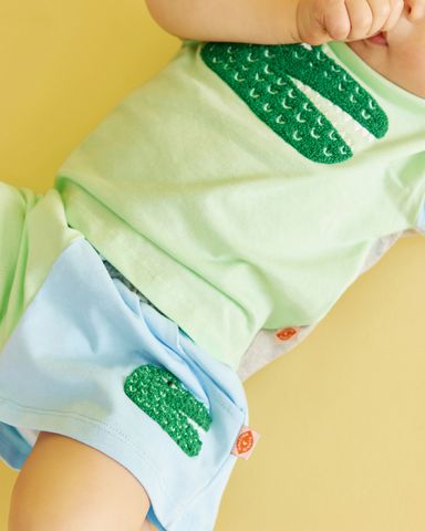 Cotton Applique Shorts (Crocodile)