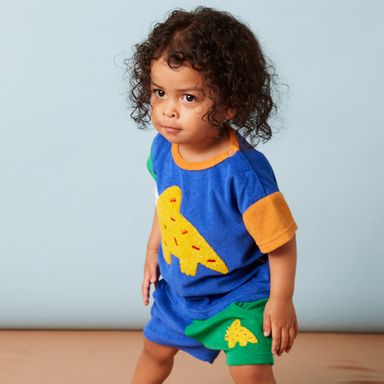 Terry Applique Shorts (Yellow Dinosaur)