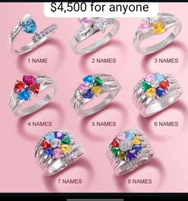 Female customize name ring with birthstone