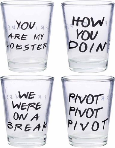 SET DE VASOS DE SHOTS CON FRASES ICÓNICAS DE FRIENDS