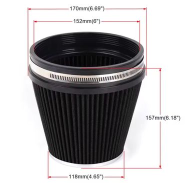  air filter high flow open pod 6 inci Universal |  Untuk  wira evo123 dan vr4
