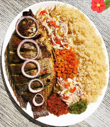 Attiéke+poisson braisé 